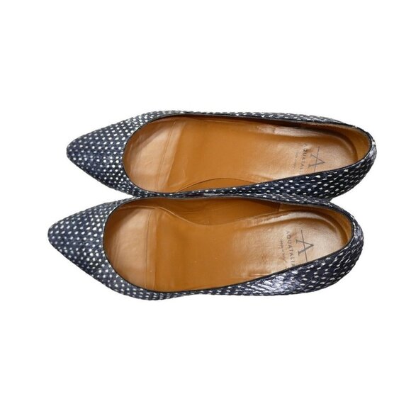 Aquatalia RARE Blue Polka Dot Textured Pasha‎ Pump Heels Size 7.5 Made in Italy - Picture 2 of 11